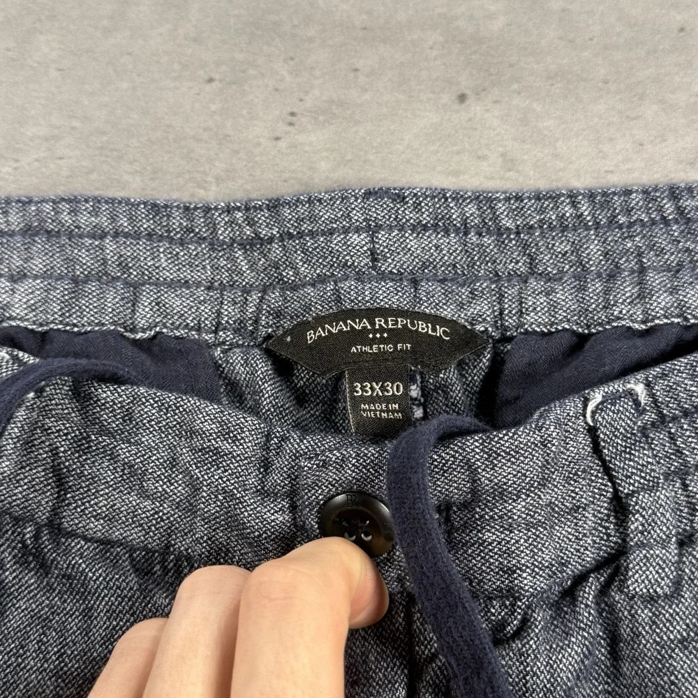 Banana Republic Linen Pants Women 31x25 Navy High Rise Drawstring‎ Elastic Waist